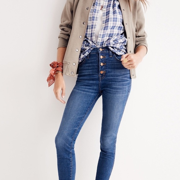 NWT Madewell 10” High Rise Skinny Crop Blue Jeans size 27 Button Fly - Picture 1 of 15